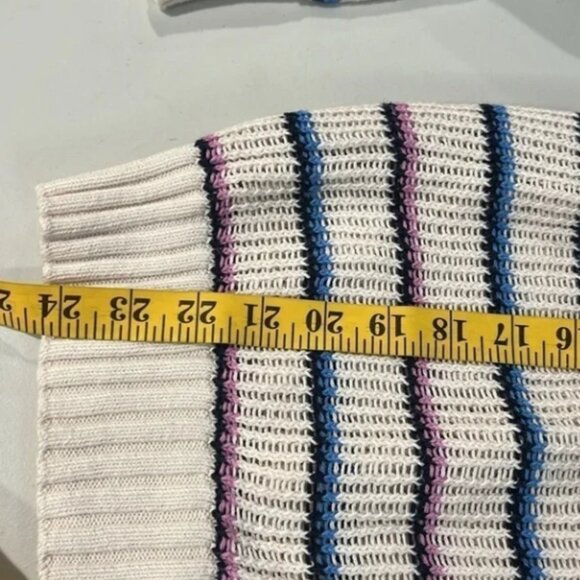LOFT Cotton V Neck Sweater Beige with stripes Size XL - Picture 7 of 9